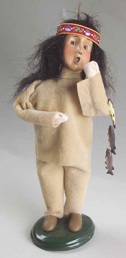 Thanksgiving & Harvest Carolers Native American Boy With Fish - No Box by Byers' Choice Ltd-1