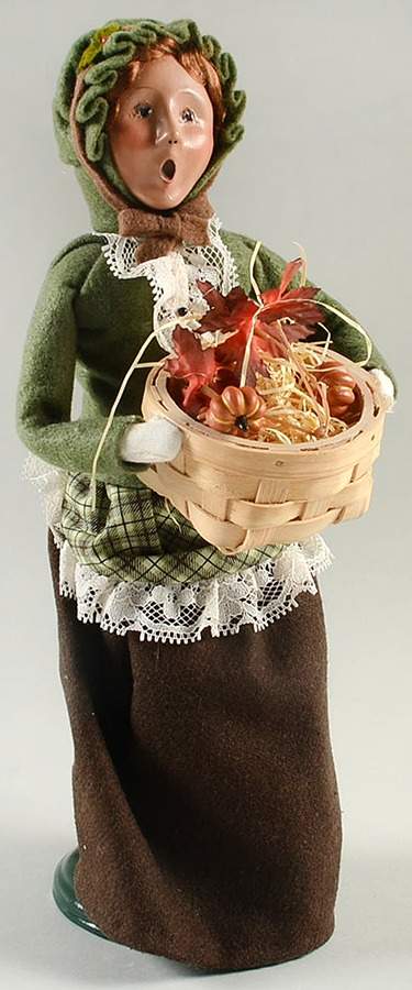 Thanksgiving & Harvest Carolers Woman With Basket Of Pumpkins - No Box by Byers' Choice Ltd-1