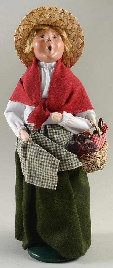 Thanksgiving & Harvest Carolers Woman With Cheese & Wine Basket - No Box by Byers' Choice Ltd-1