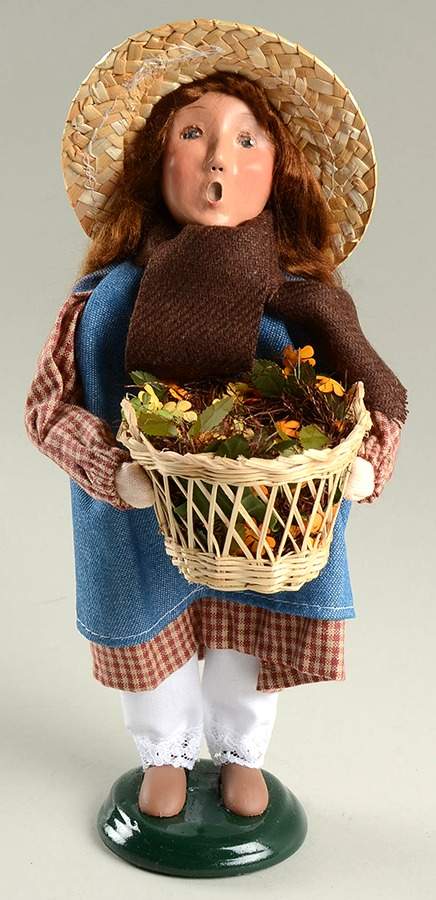 Thanksgiving & Harvest Carolers Girl With Basket Of Flower Petals - No Box by Byers' Choice Ltd-1