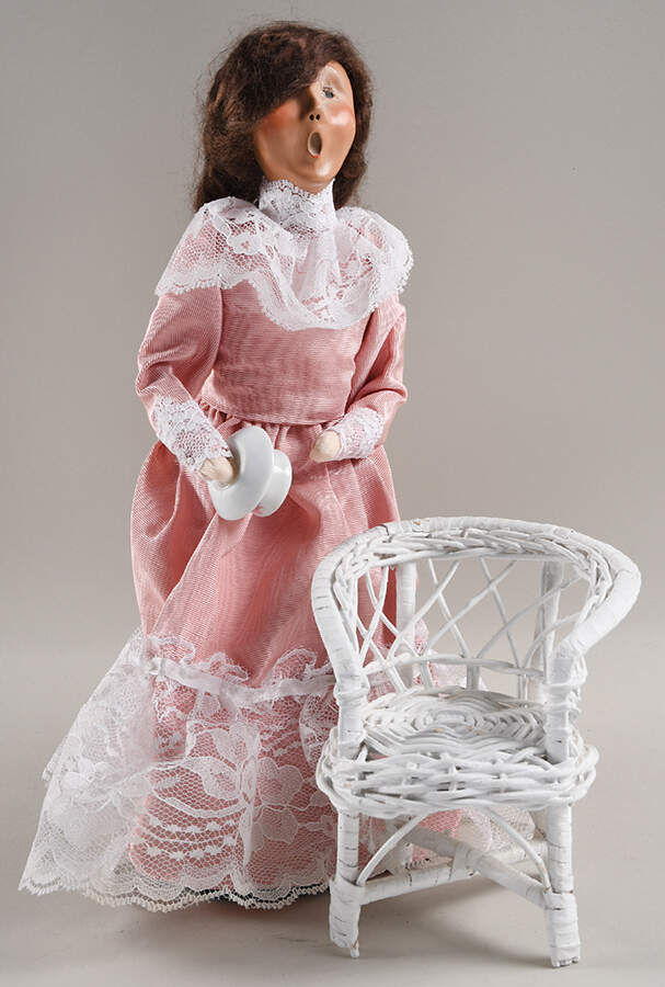 Spring & Summer Carolers Woman With Tea Cup - Pink - No Box by Byers' Choice Ltd-1