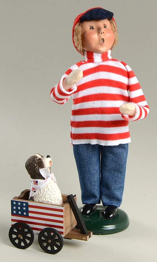 Spring & Summer Carolers Boy In Striped Shirt With Top Wagon - No Box by Byers' Choice Ltd-1