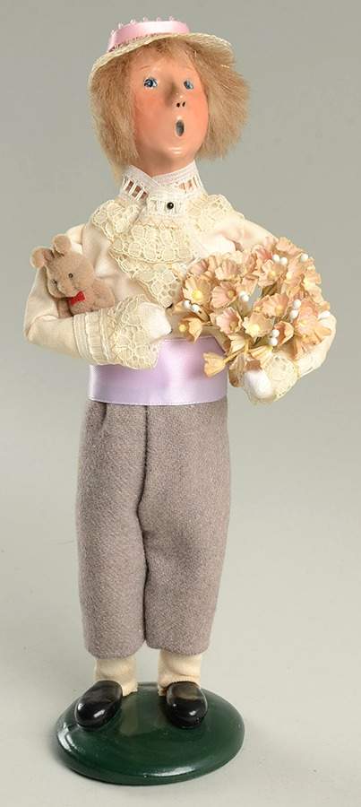 Spring & Summer Carolers Boy With Flowers And Teddy Bear - No Box by Byers' Choice Ltd-1