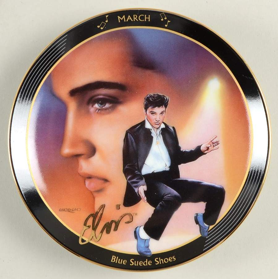 Elvis-Rockin Through the Year March-Blue Suede Shoes - No Box by Bradford Exchange-1