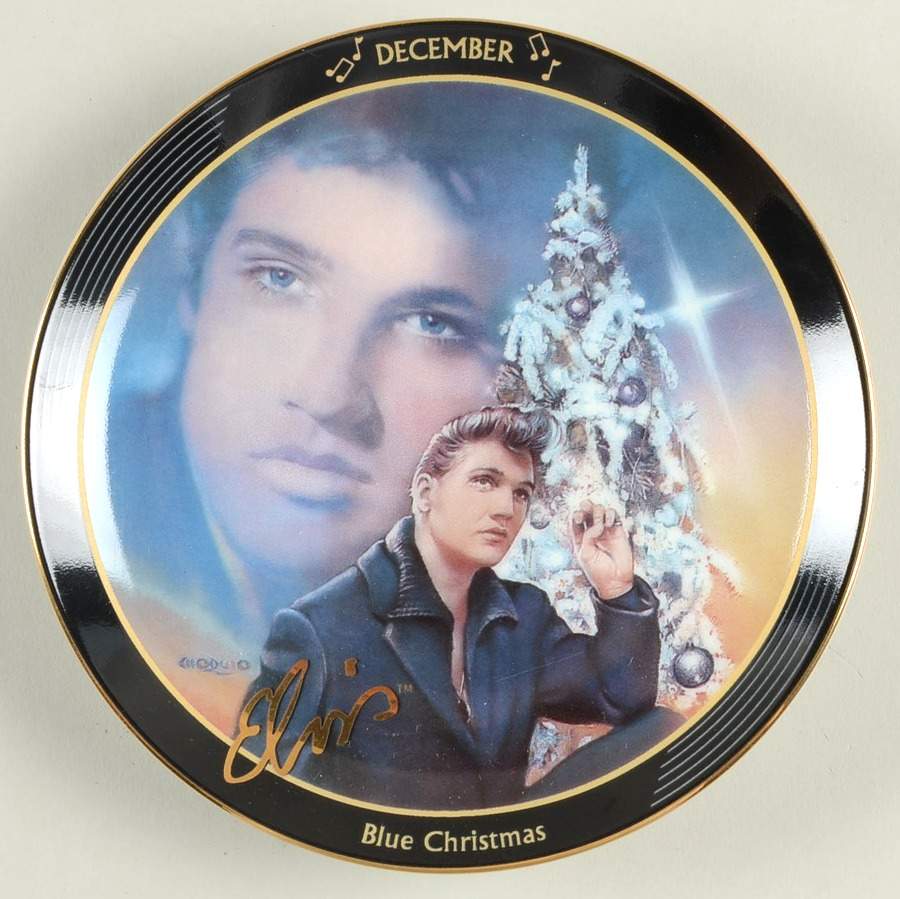 Elvis-Rockin Through the Year December-Blue Christmas - No Box by Bradford Exchange-1