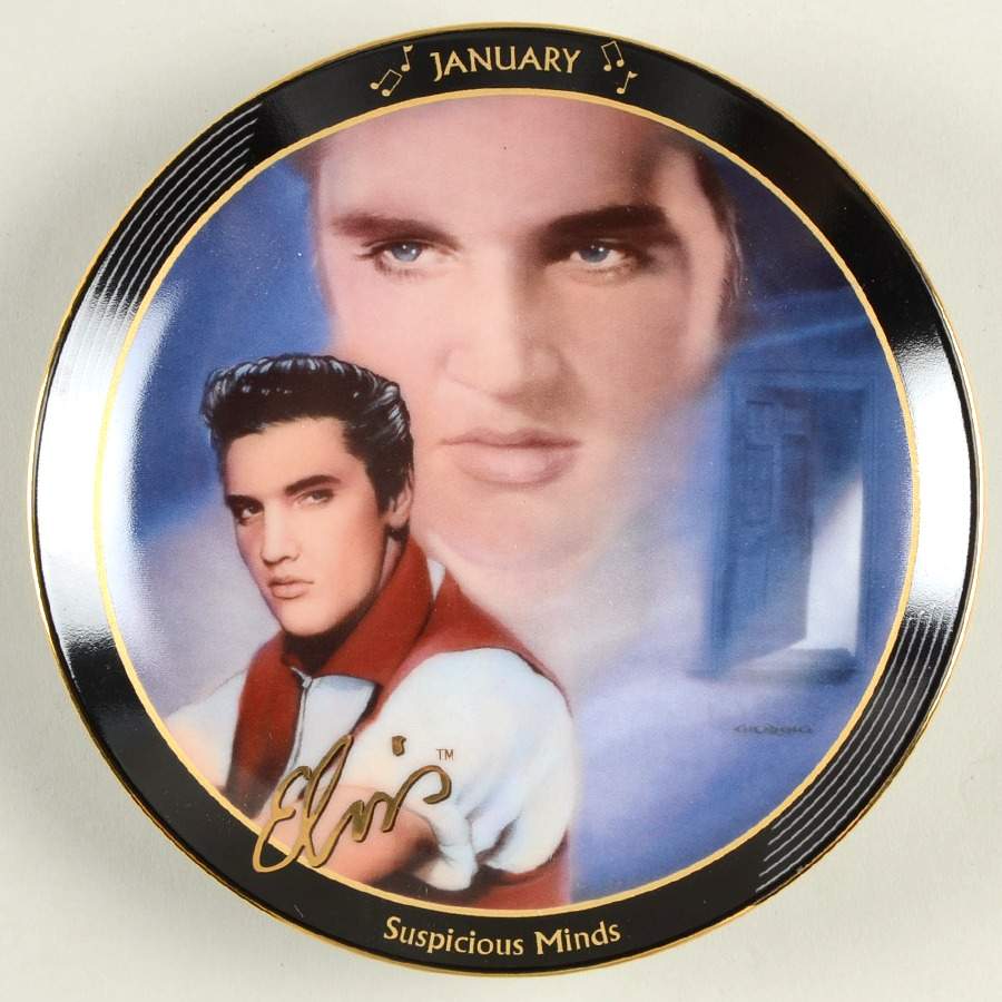 Elvis-Rockin Through the Year January-Suspicious Minds - No Box by Bradford Exchange-1