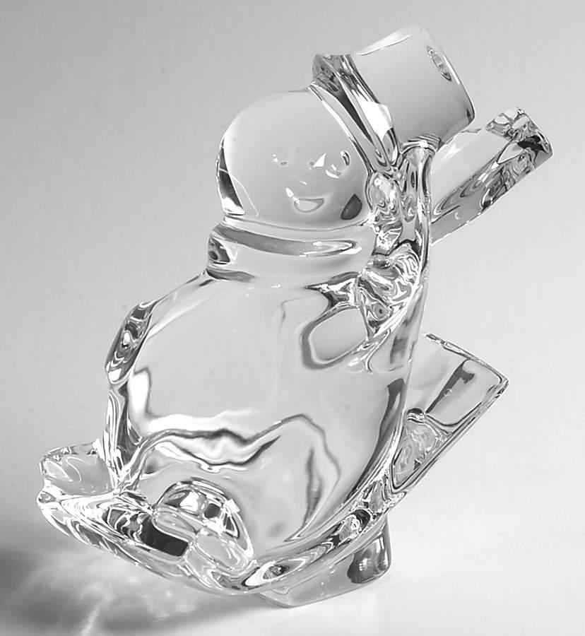 Snowman Figurine Noel Sledding Snowman - Boxed by Baccarat-1