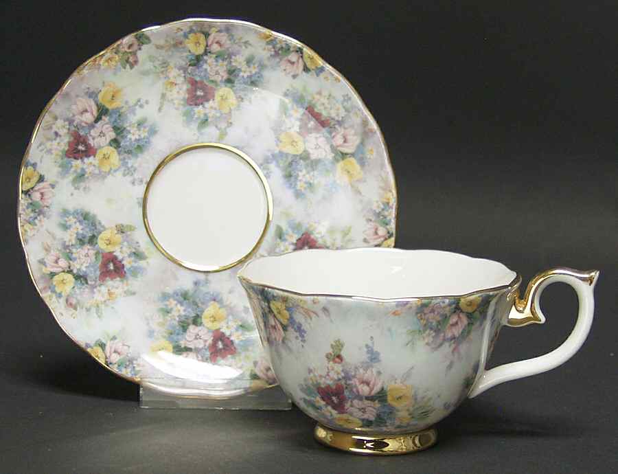 Lena Liu's Glorious Chintz-Cup & Saucers Honored - No Box by Bradford Editions-1