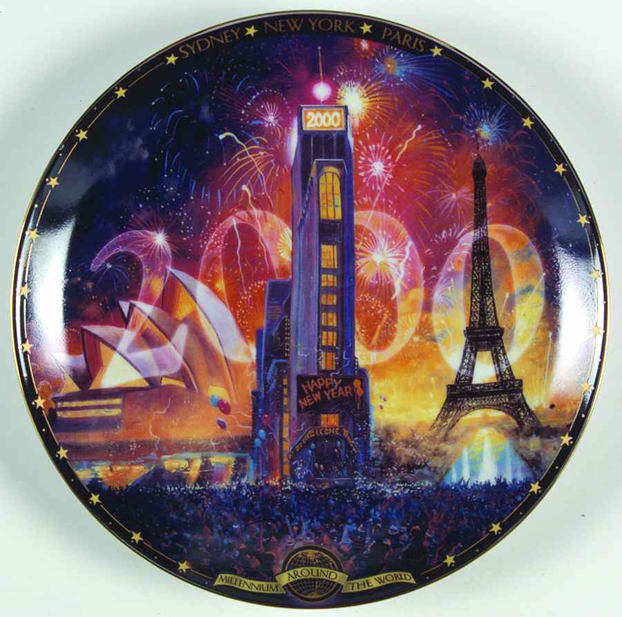 Millennium Around the World Tribute 2000-Sydney, Ny, Paris - No Box by Bradford Exchange-1