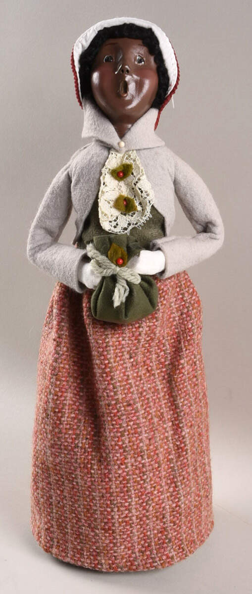 African American Carolers Woman With Green Sack-Gray - No Box 81b by Byers' Choice Ltd-1