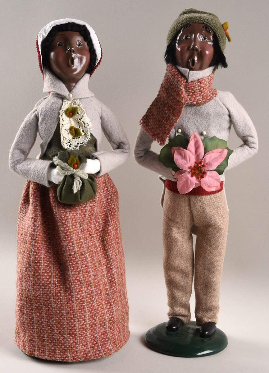 African American Carolers Man & Woman Pair -Gray - No Box by Byers' Choice Ltd-1
