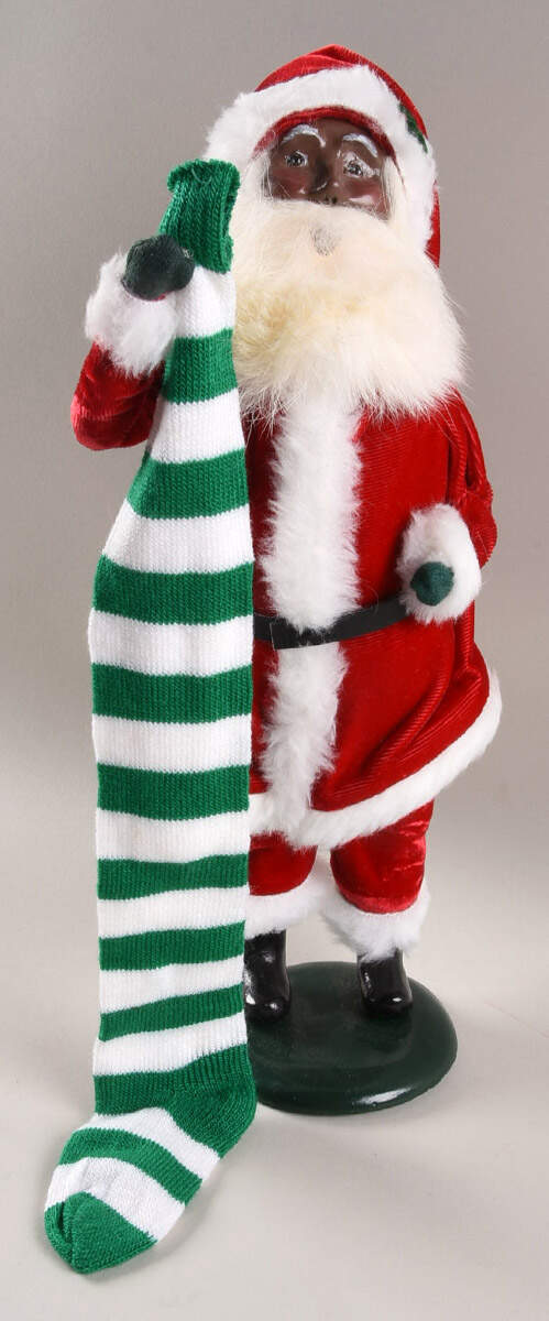 African American Carolers Velvet Santa With Stocking - No Box by Byers' Choice Ltd-1