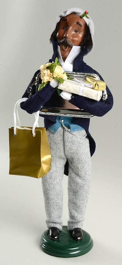 African American Carolers Victorian Shopper-Man Blue Coat - No Box by Byers' Choice Ltd-1