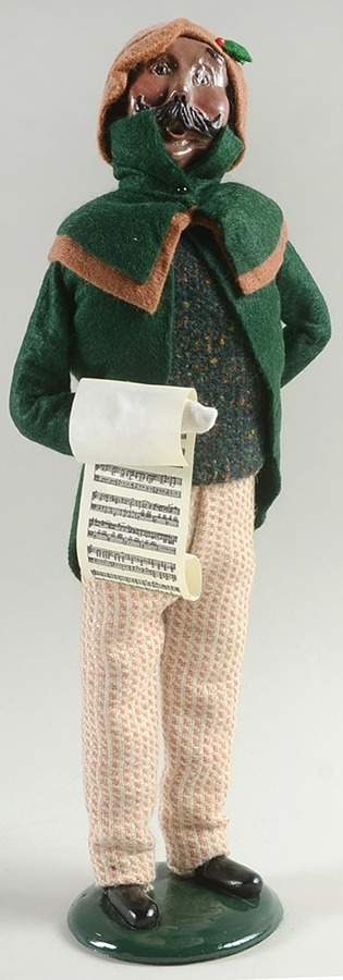 African American Carolers Mustache Man With Music-Green Coat - No Box by Byers' Choice Ltd-1