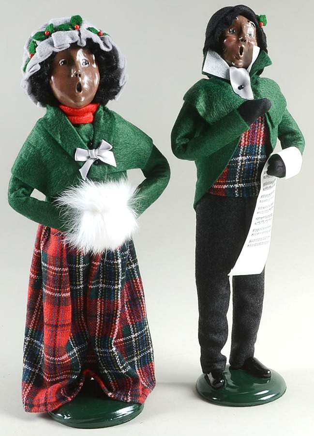 African American Carolers Man With Music & Woman With White Muff - No Box by Byers' Choice Ltd-1