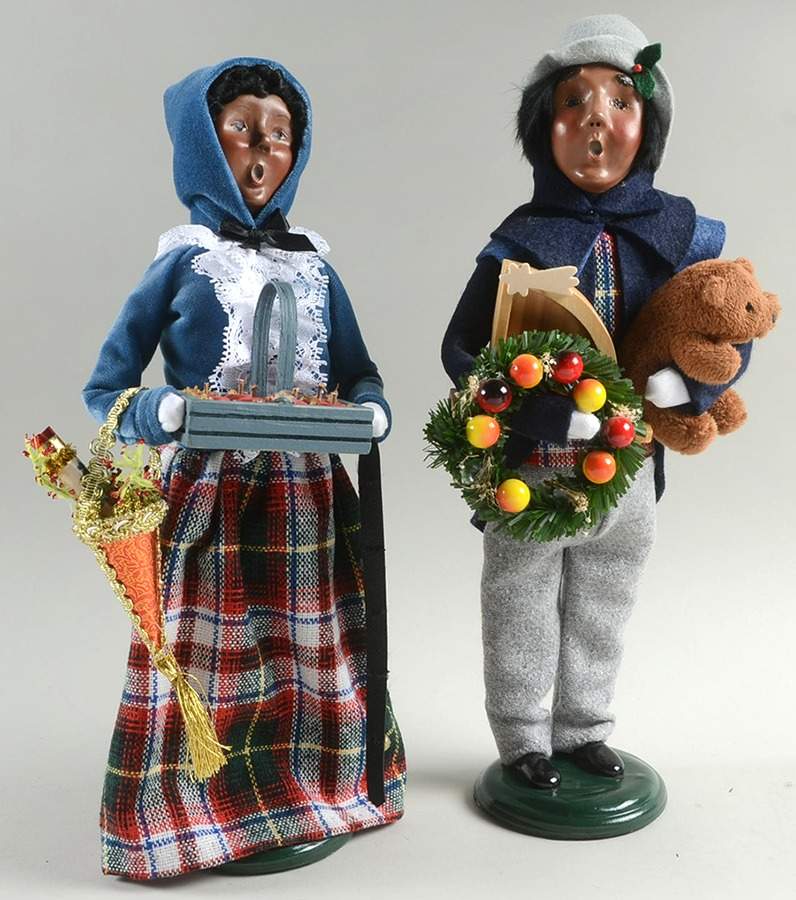 African American Carolers Decorating Man & Woman-Pair - No Box by Byers' Choice Ltd-1