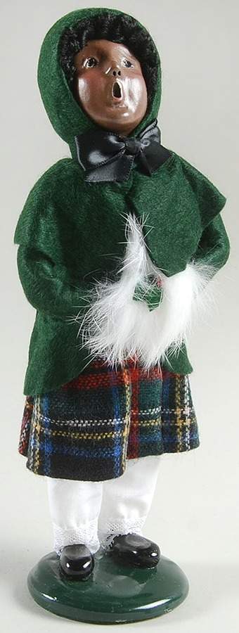 African American Carolers Girl With Muff-Green Hat - No Box 60 by Byers' Choice Ltd-1