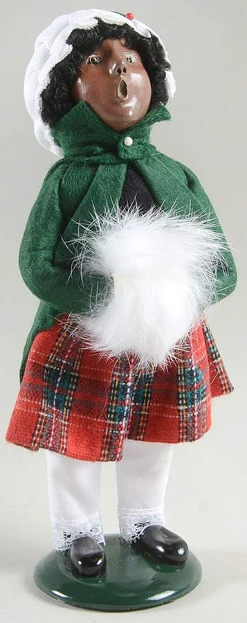 African American Carolers Girl With Muff-White Hat - No Box by Byers' Choice Ltd-1