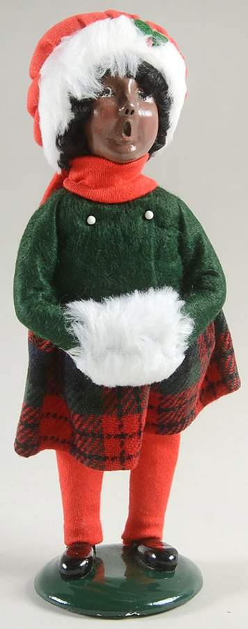 African American Carolers Girl With Muff-Red Hat - No Box by Byers' Choice Ltd-1