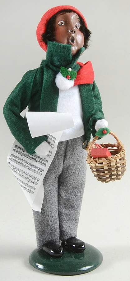 African American Carolers Boy With Basket & Music - No Box by Byers' Choice Ltd-1