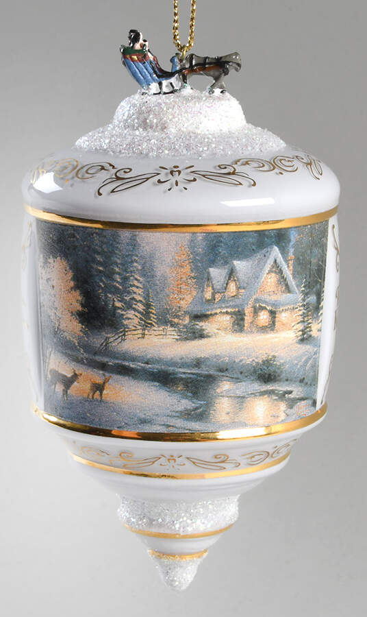 Thomas Kinkades Heirloom Glass Ornaments Deer Creek Cottage - No Box by Bradford Editions-1