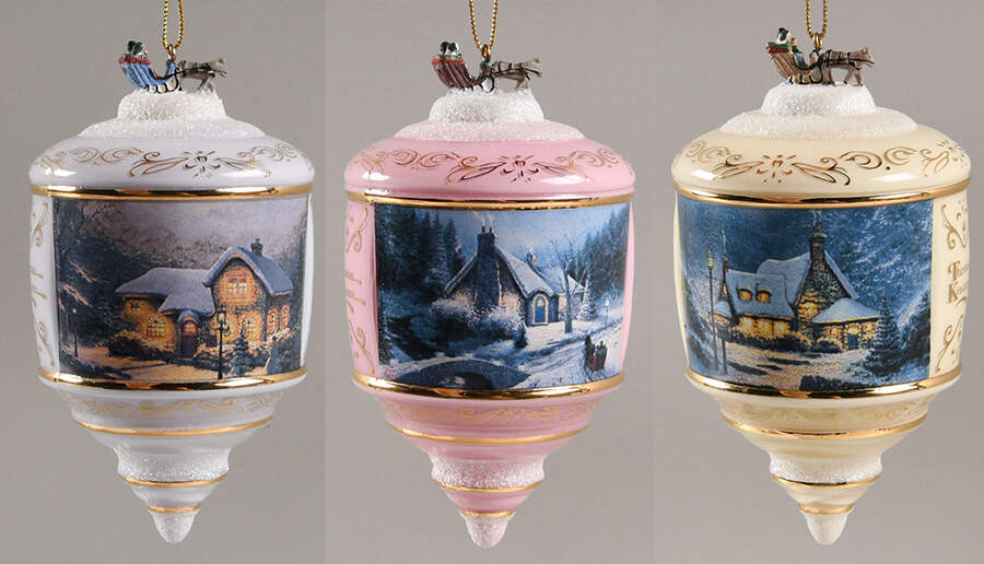 Thomas Kinkades Heirloom Glass Ornaments Thirteenth Issue - Set Of 3 - No Box by Bradford Editions-1