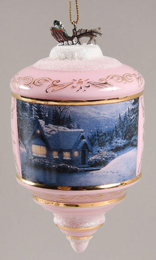 Thomas Kinkades Heirloom Glass Ornaments Peacful Evening  - No Box by Bradford Editions-1
