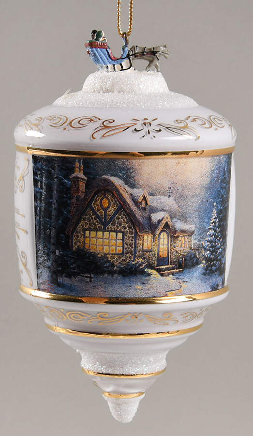Thomas Kinkades Heirloom Glass Ornaments Holiday Evening  - No Box by Bradford Editions-1