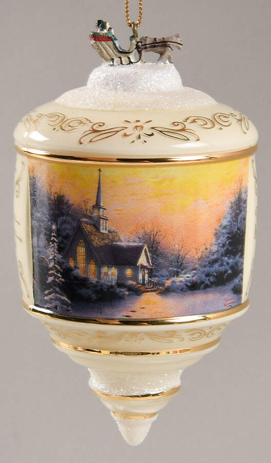 Thomas Kinkades Heirloom Glass Ornaments Christmas Chapel  - No Box by Bradford Editions-1