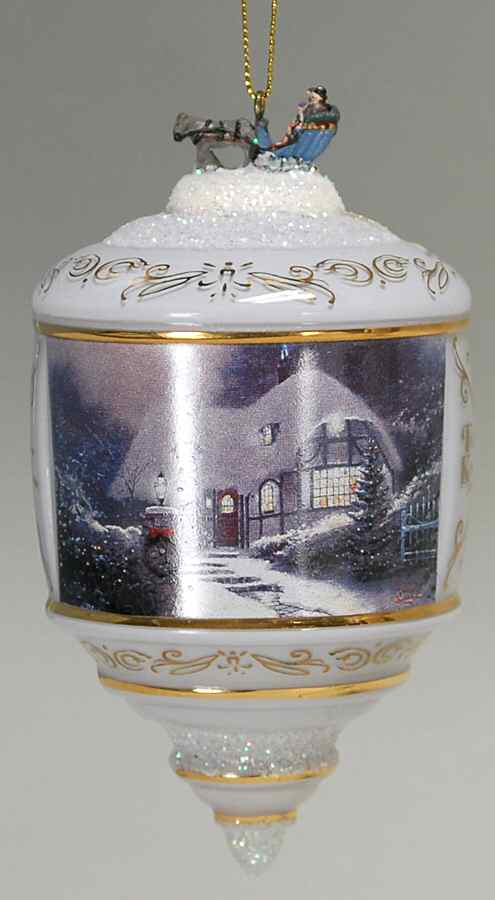 Thomas Kinkades Heirloom Glass Ornaments Christmas Cottage - No Box by Bradford Editions-1