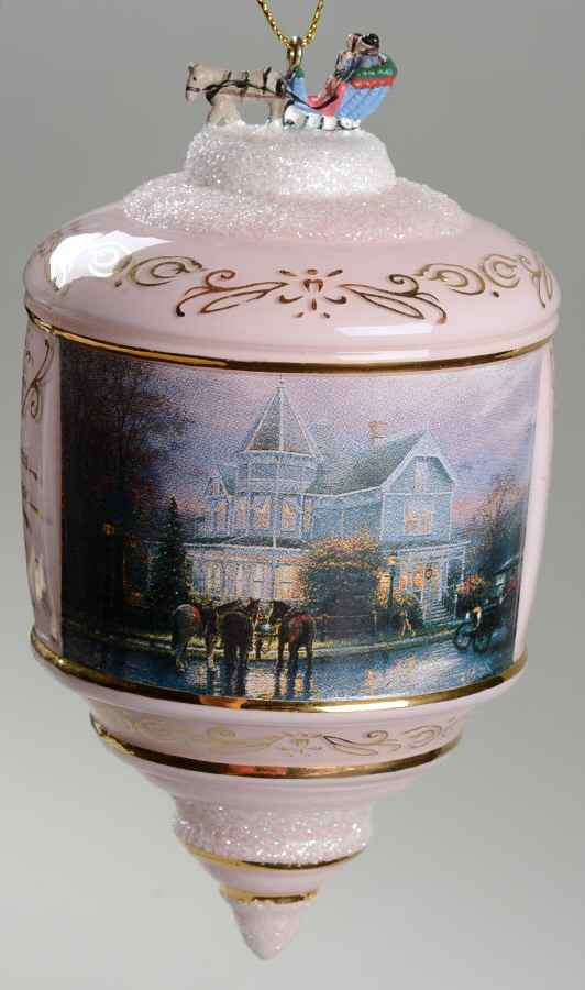 Thomas Kinkades Heirloom Glass Ornaments Christmas Memories - Pink - No Box by Bradford Editions-1