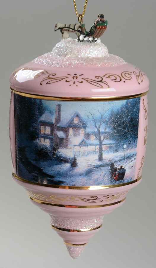 Thomas Kinkades Heirloom Glass Ornaments Moonlit Sleigh Ride  - No Box by Bradford Editions-1