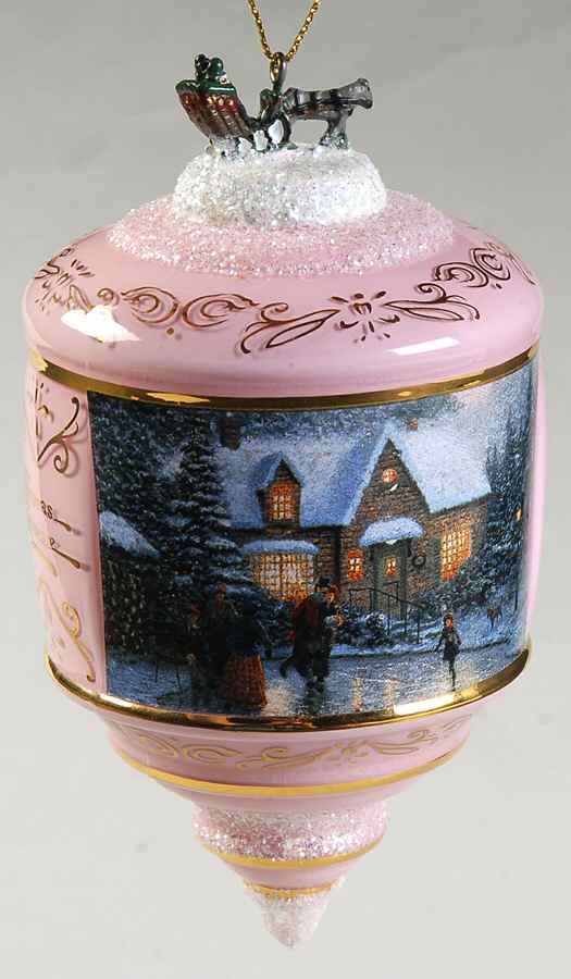 Thomas Kinkades Heirloom Glass Ornaments Skater's Pond - No Box by Bradford Editions-1