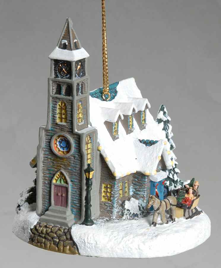 Thomas Kinkades Winter Memories Moonlit Village Church - No Box by Bradford Editions-1