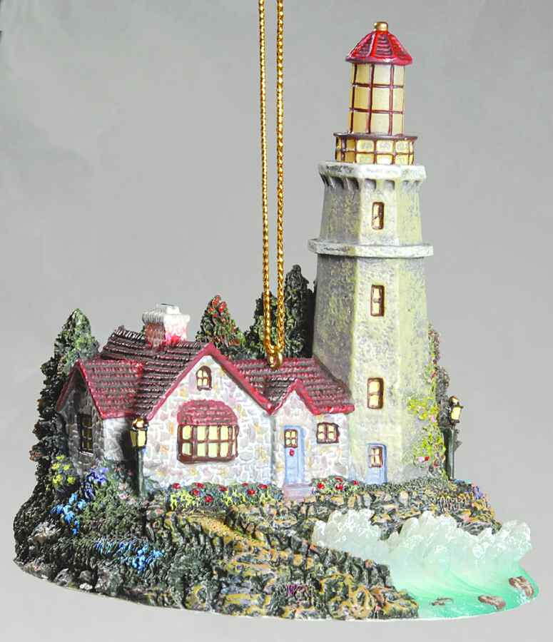 Thomas Kinkade Illuminated Lighthouse Conquering The Storms - No Box by Bradford Editions-1