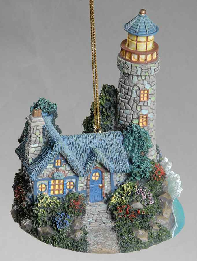 Thomas Kinkade Illuminated Lighthouse Cottage Shore Lighthouse - No Box by Bradford Editions-1