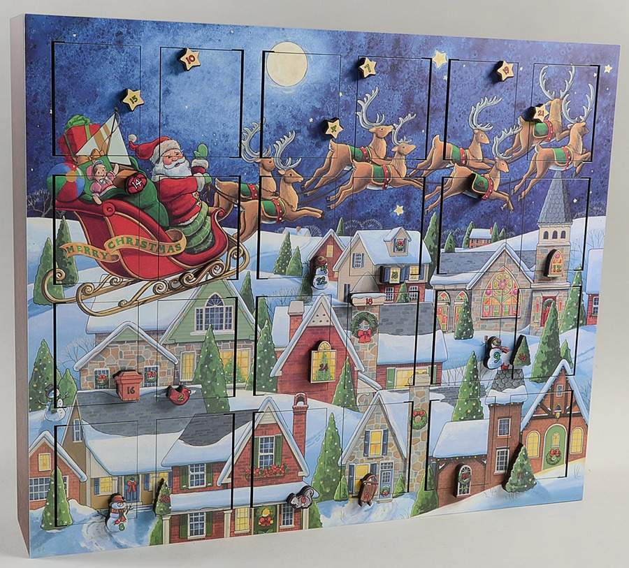 Traditions Advent Calendars Musical Santa's Sleigh X 18 1/2 - Boxed by Byers' Choice Ltd-1