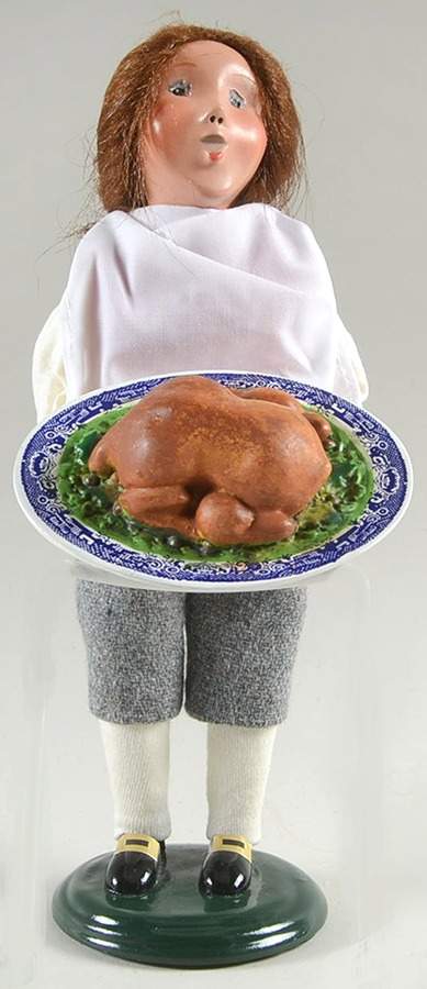 Williamsburg Boy With Turkey Platter  - No Box by Byers' Choice Ltd-1