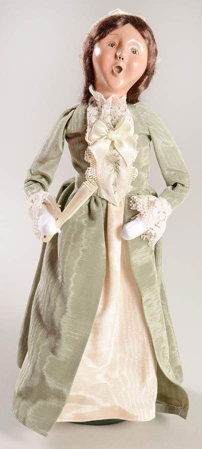 Williamsburg Woman With Fan In Green Dress - No Box by Byers' Choice Ltd-1