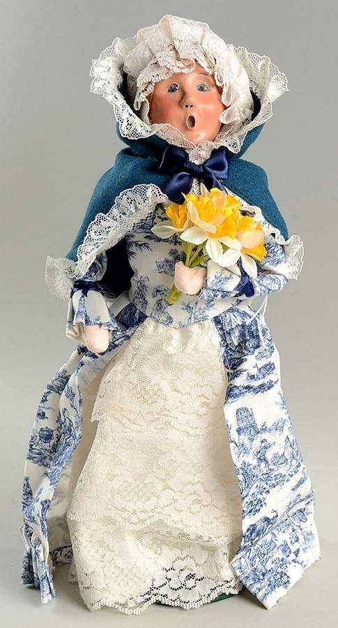 Williamsburg Woman With Flowers-Blue Toile - No Box by Byers' Choice Ltd-1