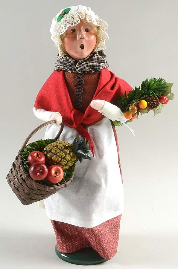 Williamsburg Woman Shopper-Wreath And Basket Of Fruit - No Box by Byers' Choice Ltd-1