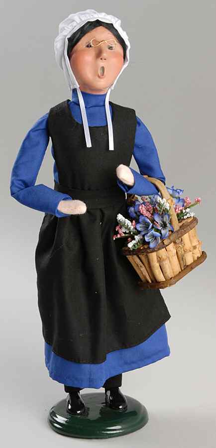 Amish Collection Woman With Flower Basket-Blue - No Box by Byers' Choice Ltd-1