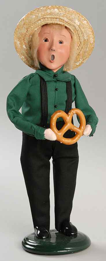 Amish Collection Boy With Pretzel-Green - No Box by Byers' Choice Ltd-1