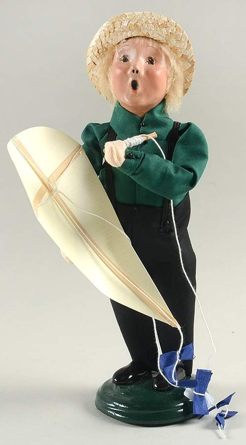 Amish Collection Boy With Kite-Green - No Box by Byers' Choice Ltd-1