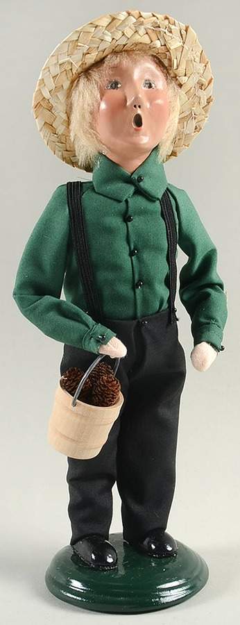 Amish Collection Boy W/Pail Of Pines Cones-Green - No Box by Byers' Choice Ltd-1