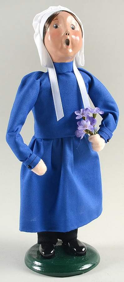 Amish Collection Girl With Flowers-Blue - No Box by Byers' Choice Ltd-1