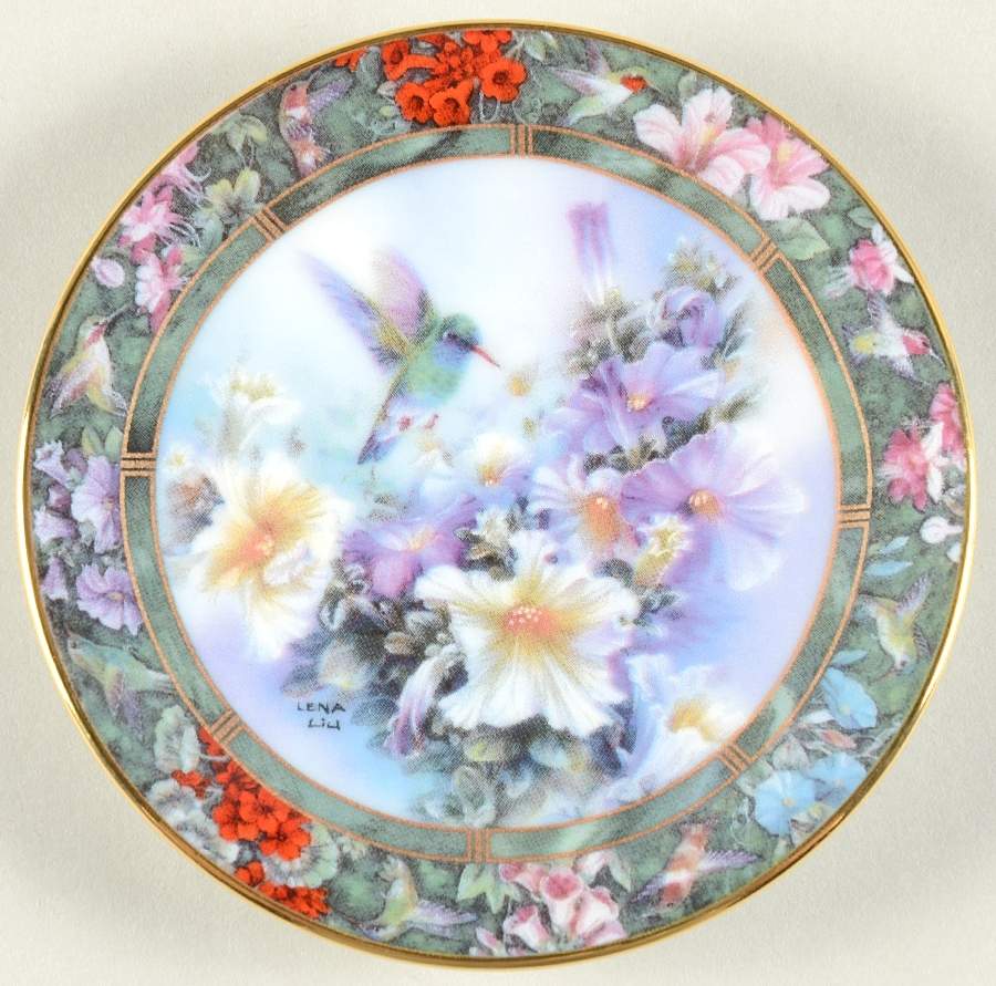 Hummingbird Treasury-Mini Plates Broad-Billed Hummingbird - No Box by Bradford Exchange-1