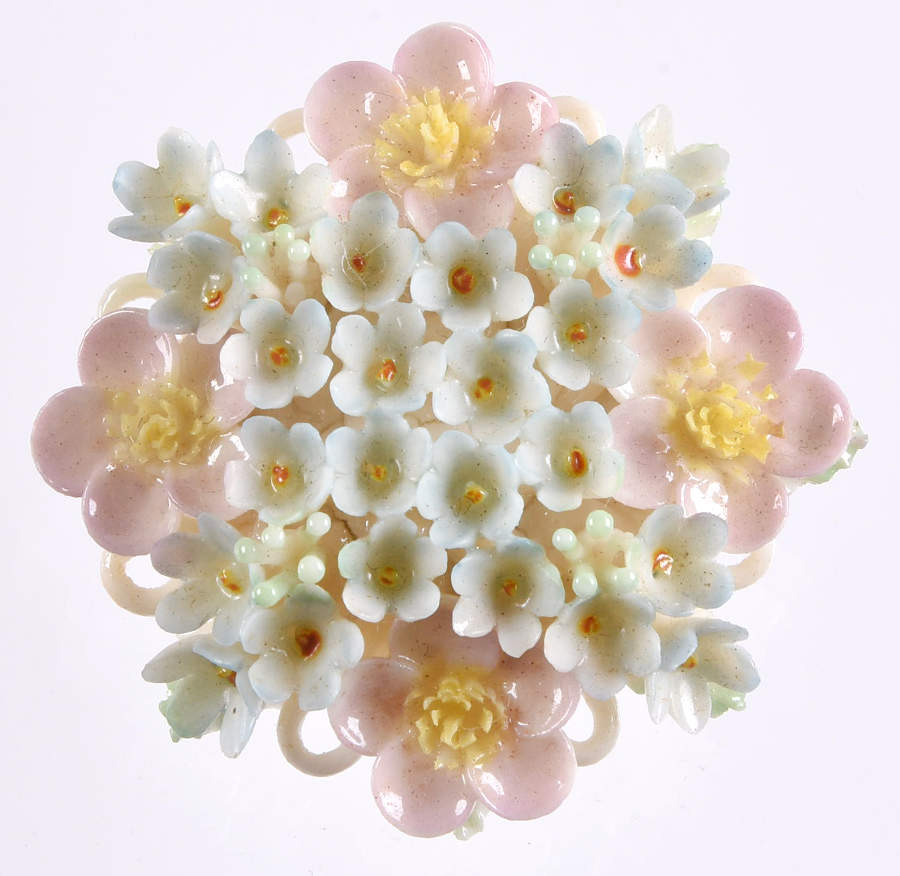 Belleek Jewelry Mother Of Pearl Posy-Color-Brooch - Boxed by Belleek Pottery (Ireland)-1