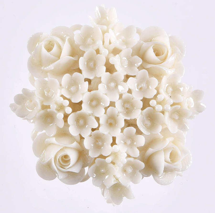 Belleek Jewelry Mother Of Pearl Rose-No Color-Brooch - Boxed by Belleek Pottery (Ireland)-1