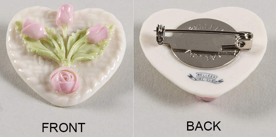 Belleek Jewelry Heart Brooch - No Box by Belleek Pottery (Ireland)-1